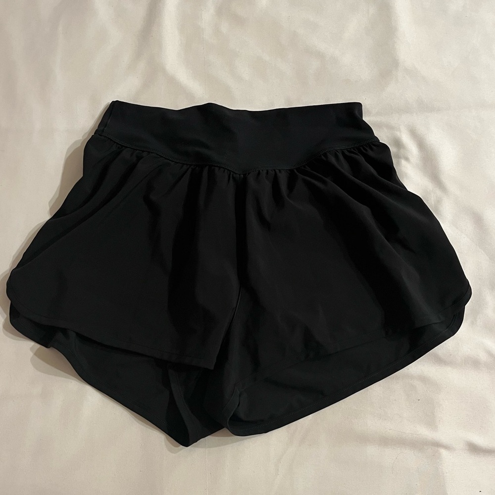 black offline aerie nylon running shorts